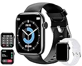 Smartwatch(Empfangen/Tätigen eines Anrufs), 1.72Zoll Touchscreen Armbanduhr Fitness Tracker mit Pulsuhr Blutdruckmessung Sportuhr mit Schrittzähler Schlafmonitor für Damen Herren Android iOS (Schwarz)
