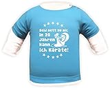 Baby Shirt Multicolor Langarm (Farbe hellblau-Weiss) (Größe 66-76) Seid nett zu Mir wenn ich groß Bin kann ich Karate/Cook