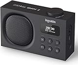 Inscabin P2/P9 Tragbarer DAB/DAB + FM-Digitalradio/Tragbarer drahtloser Lautsprecher mit Bluetooth/Stereo-Sound/Schönes Design/Doppelwecker/Akku (Schwarz)