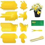 Hossom 80Pcs Gelbsticker Fliegenfänger, Wasserdicht Gelbtafeln Klebrige Insektenfallen, Gelbtafeln Trauermücken Bekämpfen, Gelbfalle Mückenfalle Klebefalle, für Zimmerpflanzen Garten B