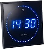 Lunartec LED Uhr: LED-Funk-Wanduhr mit Sekunden-Lauflicht durch Blaue LEDs (Digitale Wanduhren beleuchtet LED)