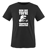 Run Like You're TRAPPED IN Jurassic Park - Herren T-Shirt - Schwarz/Weiss Gr. 3XL