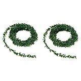 VOSAREA 2 STÜCKE Künstliche Pflanzen Grünes Blatt Draht Rattan Simulation Handwerk Garland Kranz Blumen für Hochzeit Auto Dek