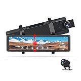 4K Dash Cam, Auto DVR Wifi Dash Cam 12 Zoll Bildschirm Rückspiegel Full HD Dual Lens Auto Video Recorder Auto Nachtsicht, G-Sensor,64g