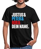 Spreadshirt Die DREI Fragezeichen Justus & Peter & Bob & Dein Name Männer T-Shirt, XXL, Schw