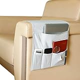 MaoXinTek Armlehne Organizer für Sofa Couch Sessel Bett Storage Tasche TV Fernbedienungshalter Platzsparender Aufbewahrungstasche für Handy, iPad, Buch, Zeitschriften, Bleistift, Beig