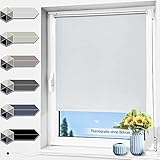 Thermorollo Verdunkelungsrollo ohne Bohren 90x230cm Weiß,Klemmfix Rollos für Fenster ohne Bohren Sonnen-& Sichtschutz,Fensterrollo innen ohne Bohren Hitzeschutz für Fenster Tü