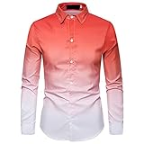 Herren Casual Slim Langarm Button Down Businesshemd Herren Reverskragen Langarmhemd Everyday Party Freizeithemd Farbverlauf Stil DesignMännermode Knitterfreies Lang