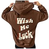 BIBOKAOKE Hoodie Damen Oversized Sweatshirt Weihnachtspullover Loose Tops Langarm Jumper Bluse Liebesbrief Drucken Lustig Weihnachten Pullover Sweatjacke Herbst Winter Outwear H