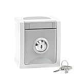 Aufputz Steckdose Feuchtraum 1-fach abschließbar IP54, Modell Pacific, Schliessung 1, g