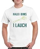 Comedy Shirts - Halo I Bims 1 Lauch - Herren T-Shirt - Weiss/Türkis-Hellgrün Gr. XXL