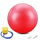 Gymnastikball Yoga Pilates Ball, 45-95cm Balance, Stabilität, Training Physiotherapie Geburtsball Für Yoga, Anti-Burst Gymnastikball, Fitnessstudio, Hausgeschenk Luftpumpe (Red,55cm/21.65in)