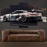 PMSM Bilder Weißes M8 GTE Auto Sport Super Auto - Wandbild 200 x 100 cm Vlies - Leinwand Bild Format Wandbilder Wohnzimmer Wohnung Deko Kunstdrucke 5 Teilig