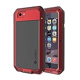 Lanhiem für iPhone 5S Hülle, iPhone SE Hülle, 360 Grad Outdoor Schutzhülle Stoßfest Tough Armor Metall Ganzkörper Panzerhülle Staubdicht Heavy Duty Case mit Eingebautem Displayschutz, R