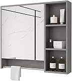 Massivholzspiegel Schrank Wandmontierter Badezimmer Eitelkeit Spiegel Toilette Hand Waschen Waschtischspiegel Lager Rack High-Definition Imaging Volle Spiegel ( Color : Gray , Size : 80cm )