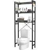 Ecoprsio Toiletten-Aufbewahrungsregal, 3 Ebenen, Badezimmer-Organizer, Regal über Toilette, freistehend, platzsparend, mit 4 Haken, Eichenb