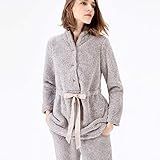 Pajamas Sleepwear Coral Velvet Women's Winter Flannel Home Service Warm Long Suit (Color : Gray Size : XXL) (Gray XX)