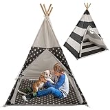 Ejoyous Kinder Zelte, Spielzelt Tipi Zelt Kindertippi Zelt Babyzelt mit Fenster und 2 Taschen für Jungen & Mädchen Indoor Outdoor 160 x 123 x 123 cm(#1)
