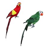 F Fityle 2pcs Realistische Papagei Zaunfigur Gartenfigur Dekoration für Garten Balkon Terrasse Wand Baum, ca. 45