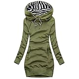 iHENGH Damen Kapuzenjacke, Herbst Winter Winddichte Slim Lang Jacke Mantel Übergangsjacke Wintermantel Outdoorjacken Große Größen Sweatjacken Outwear (Grün,XXL)