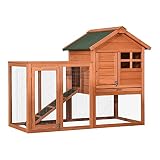 MCombo Hühnerstall Hühnerhaus mit Stange Rampe Auslauf Nistkasten 2020D, aus Holz Wetterfest, 2 Etage, Grau/Braun, 122 x 53 x 92 cm (Braun)