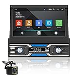 Android Autoradio mit Navi Bluetooth Autoradio mit Bildschirm 1 DIN 7 Zoll FM Radio mit Ausfahrbarem Display Car Radio Touchscreen USB WiFi Mirror Link füR Android/IOS