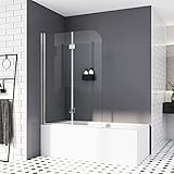 Duschtrennwand für Badewanne,100 cm Faltwand für Badewanne Duschabtrennung 6mm ESG Sicherheitsglas NANO Glas Duschwand Höhe 140