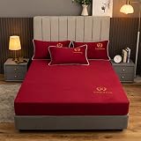 HAIBA Milbenschutz Matratzenauflage Zum Wenden – matratzen - Topper | matratzenschoner | boxspringbett – verfügbar in Verschiedenen Größen,rot,120x200cm+30