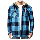 Seringlings Herren Winterjacke Flanellhemd Kapuzenmantel Holzfällerhemd Outdoorjacke Warme Kapuzenmantel Männer Langarm Innenfutter Winter H