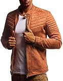 Leif Nelson Herren Jacke Kunst-Lederjacke Freizeitjacke für Männer Bikerjacke Gesteppte Übergangsjacke Sommerjacke Samtjacke Stehkragen LN315 Größe M C