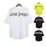 Palm Angel Herren und Damen T-Shirts lässige Kurzarm-Rundärmel Sommeroberteile Kurze Ärmel aus Baumwolle Hemden mit kreativen Buchstaben T-Shirt-Oberteile Mode Teenager Mädchen Rundhals Bluse H