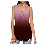 Knopfleiste Damen Tank Topt V-Ausschnitt Plissiert Bluse Tie Dye Tops Tunika Langam/Kurzarm Damen-T-Shirttunika Loose Kurzarm Frauen Sommershirts Long