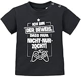 MoonWorks® Baby T-Shirt Kurzarm Babyshirt Ich Bin der Beweis DASS Papa Nicht nur zockt Gamer Zocker Nerd Spruch lustig Jungen Mädchen Shirt schwarz 92/98 (16-24-Monate)