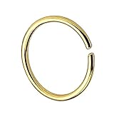 Taffstyle Piercing Continuous Ring 925 Silber Fake Klemmring Dünn Septum Tragus Helix Nase Lippe Ohr Nasenring Hoop Clip On Gold 0,8mm x 8