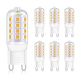 Unicozin 6er Pack 5W G9 LED Lampen 450LM, Ersetzt 40W Halogenlampen, Warmweiß (2900K), Kein Flackern G9 LED Leuchtmittel LED Glühbirne, Nicht Dimmbar, AC 220-240V