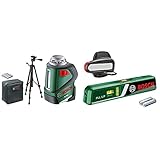 Bosch Linienlaser PLL 360 Set mit Stativ (Arbeitsbereich: 20 m, Genauigkeit: ± 0,4 mm/m, in Schutztasche) & Laser-Wasserwaage PLL 1 P (Arbeitsbereich Linienlaser 5 m, Arbeitsbereich Punktlaser 20 m)