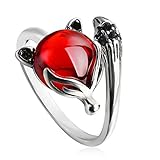 Ohrringe für Damen Damen Verstellbare Offene Ringe - Damen Ring Einstellbar, Offener Finger Damen Ringe Mode Sexy Fuchs Rote Steine ​​Vintage Neuheit Ringe für Hochzeit Valentinstag Geb