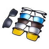 JIM HALO Magnetisch 5Pcs Polarisiert Clip auf Sonnenbrille Rechteck Plastik Rahmen für Nacht fahrten 2247