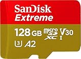 SanDisk Extreme microSD-Karte für mobiles Gaming 128 GB, Unterstützt mit A2 App Performance AAA/3D/VR-Spielgrafiken und 4K-UHD-Video, 160 MB/s Lesen, 90 MB/s Schreiben, Klasse 10, UHS-I, U3, V30