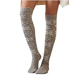 Damen Strümpfe Lange Socken Überknie Socken Kniestrümpfe Strümpfe Hoch Booten Strümpfe Weihnachten Druck Kniestrümpfen Weihnachtssocken Mädchen Wadensocken Röhren Overknee Sock