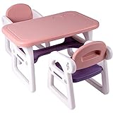TinyGeeks Kindertisch mit Stühle Sicher für Kinder, Tisch für Kinderaktivitäten/Kinder Tisch Stuhl Set - Home-Schooling - Sitzgruppe Kinder - Neue 2021 - Lila und Pink