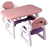 TinyGeeks Kindertisch mit Stühle Sicher für Kinder, Tisch für Kinderaktivitäten/Kinder Tisch Stuhl Set - Home-Schooling - Sitzgruppe Kinder - Neue 2021 - Lila und Pink