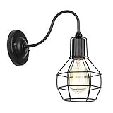 Industrielle Metallkäfig-Korridor-Wandleuchten, Schlafzimmer Nachttisch Antik LOFT Schwarz Flur Rustikale Vintage Hängende Wandleuchte Lampe, Bauernhaus Küche Innenleuchte Einfache Beleuchtung