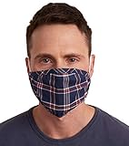 Little Blue House By Hatley Unisex Double Layer Face Mask with Ear Elastic Mode-Schal, Navy Plaid, Einheitsgröß