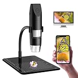 Drahtloses Digitales Mikroskop, Skybasic Mini Handgehalten USB Kamera 50X bis 1000X Vergrößerung 1080P FHD 2.0 MP 8 LED WiFi-Endoskop Kompatibel mit iPhone IOS Android iPad Windows, MAC -Schw