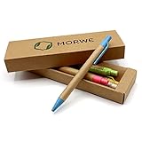 MORWE – Nachhaltiges Kugelschreiber Set/Edles Schreibset aus 5 Kugelschreibern/Nachhaltige Kugelschreiber aus Pappe und Weizenstroh/Ökologische Geschenke für Kollegen, Freunde, Büro/Mine schw