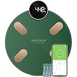 HEALTHFUN Bluetooth Körperfettwaage, Smart-BMI-Digital-Skala mit App für iOS & Android, Personenwaage mit High Precision Measurements und Body Composition Analyzer, Max zu 180KG