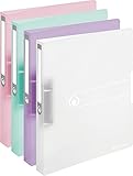 Ringbuch A4 PP 2-Ring 3,8cm Pastell transparent 4er-Pack