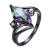 wojonifuiliy Herren Damen Ringe mit Edelstein, Vintage Punk Zirkonia Farbe Schmuck Ring Retro-Farbschmuckring Ewige Verlobung Ehering Unisex Fingerringe Modeschmuck, Strassenmode (A, 4)