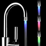 2 Packung Bunte LED Wasser Wasserhahn mit 3 Farben wechseln Temperaturkontrolle, FLYING RC-F03 Wasser-Wasserhahn-Hahn Für Küche und B